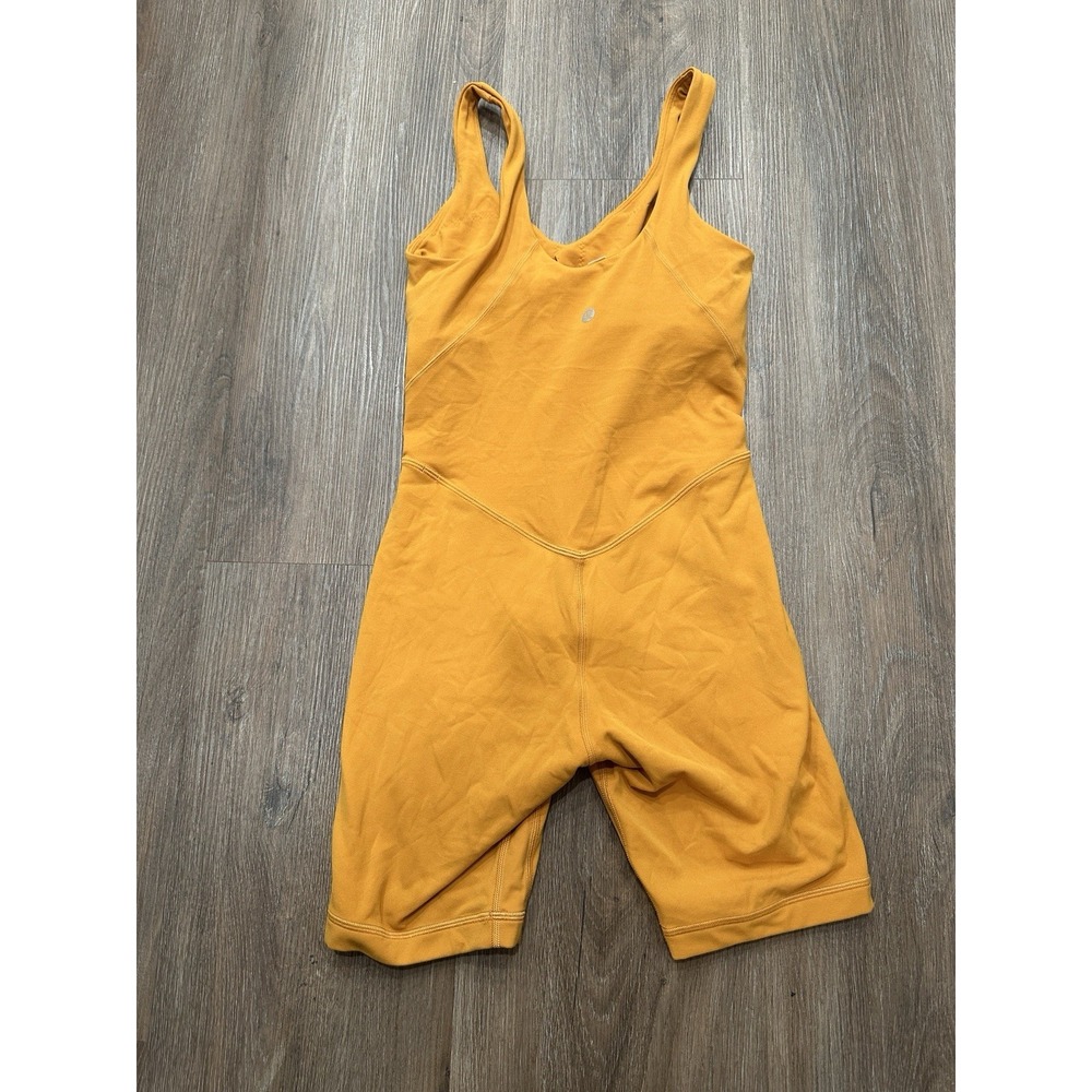 Lululemon Align Bodysuit 8" Size 4‎ Autumn Orange Tight Fit Bra Cut